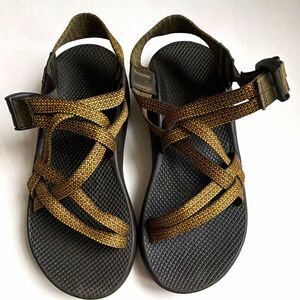 Chaco ZX/1 Black Brown Strappy Sandals Men's 10 Hook & Loop Adjustable Cushioned
